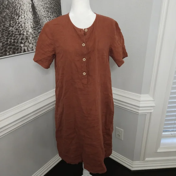 linenfox Bloom Linen Dress small in terracotta - Picture 5 of 10